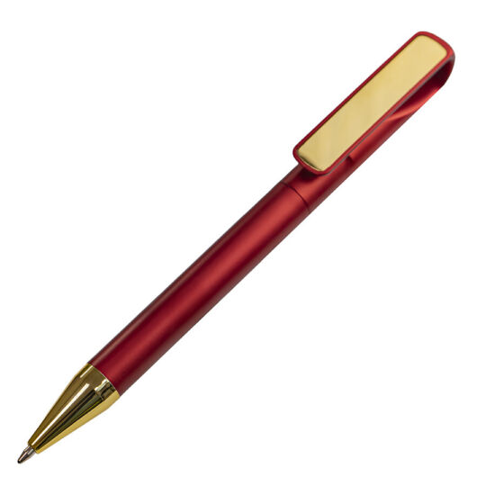 Ручка шариковая GLOSSY GOLD, красный, золотистый