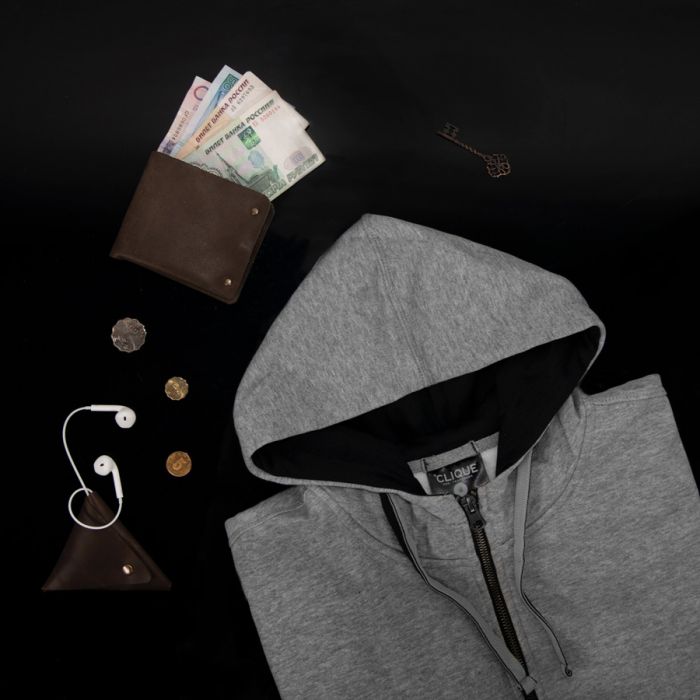 Толстовка мужская CLASSIC HOODY FULL ZIP 300, серый меланж