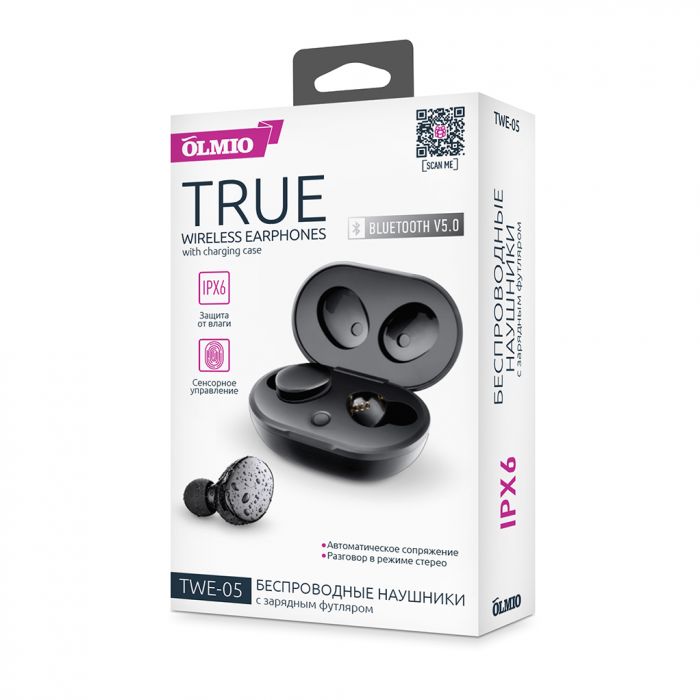 Наушники True Wireless Olmio TWE-05, черный