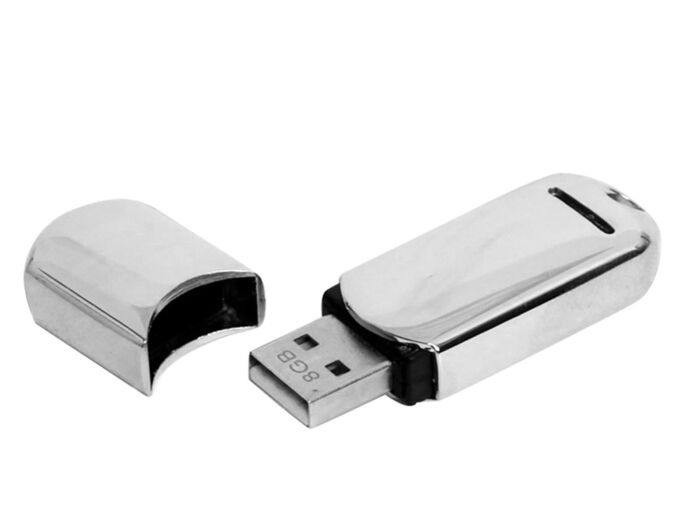 USB 2.0- флешка на 32 Гб каплевидной формы, серебристый