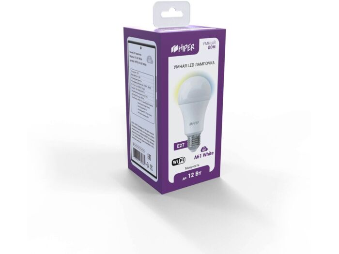 Умная LED лампочка IoT A61 White, белый