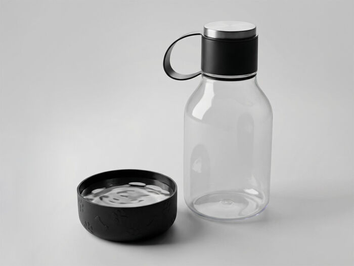 Бутылка для воды 2-в-1 Dog Bowl Bottle со съемной миской для питомцев, 1500 мл, черный