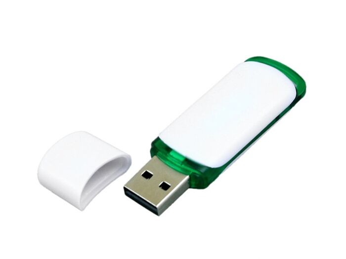 USB 3.0- флешка на 32 Гб с цветными вставками, белый/зеленый