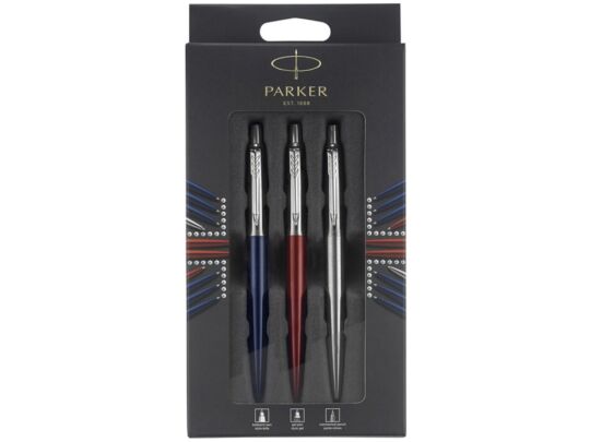 Набор Parker Jotter London Trio: ручка гелевая, ручка шариковая. карандаш, красный, синий, серебристый
