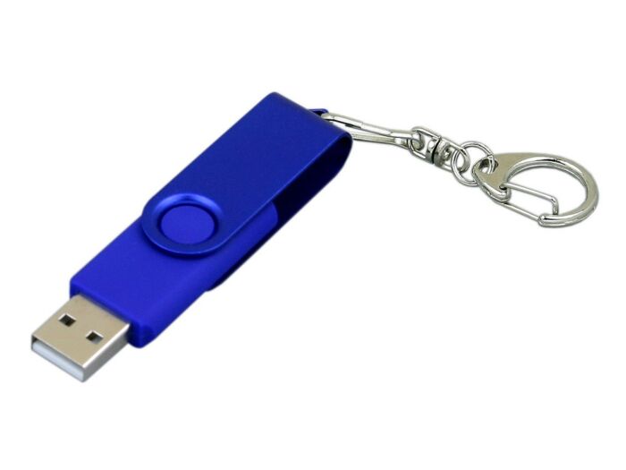 USB 2.0- флешка промо на 32 Гб с поворотным механизмом и однотонным металлическим клипом, синий