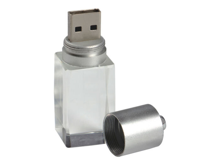 USB 2.0- флешка на 16 Гб в виде большого кристалла, серебристый