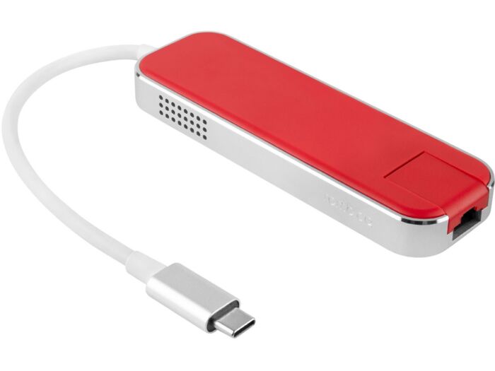 Хаб USB Type-C 3.0 Chronos, красный