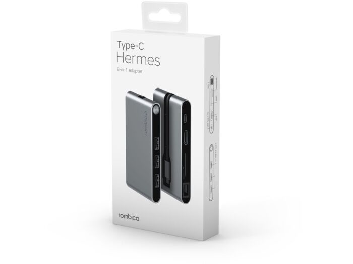 Разветвитель для компьютера 8-в-1 Type-C Hermes, черный