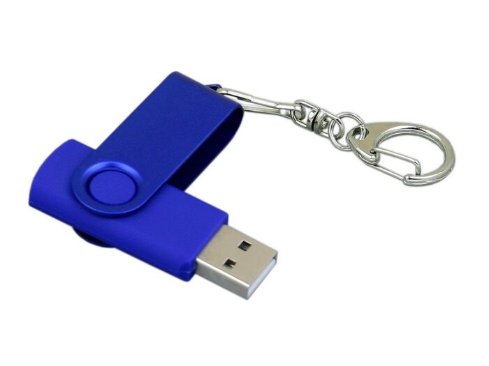 USB 2.0- флешка промо на 32 Гб с поворотным механизмом и однотонным металлическим клипом, синий