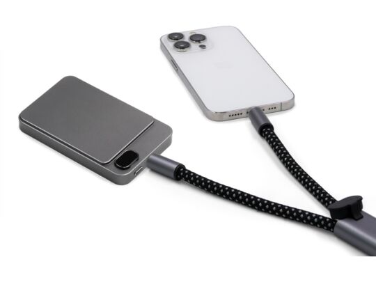 Ремешок-держатель для телефона с зарядным кабелем USB-C - USB-C Lany Wristband Charge Eco, серый