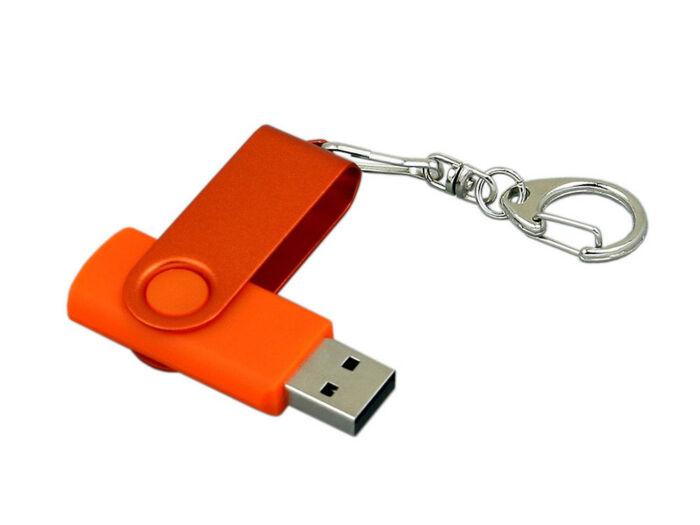 USB 2.0- флешка промо на 8 Гб с поворотным механизмом и однотонным металлическим клипом, оранжевый