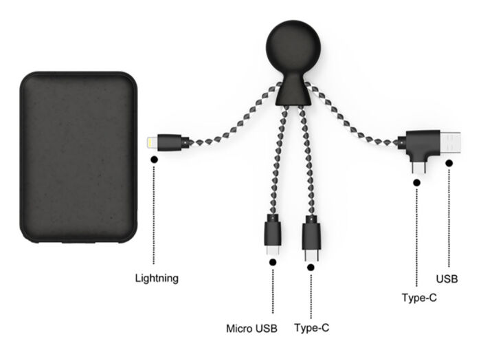 Внешний аккумулятор BioPack c кабелем Mr. Bio, 5000 mAh, черный