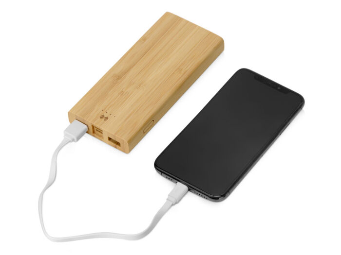 Внешний беспроводной аккумулятор из бамбука Bamboo Air, 10000 mAh, натуральный