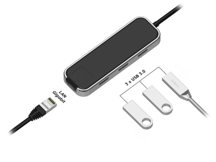 Хаб USB Type-C 3.0 Chronos, черный