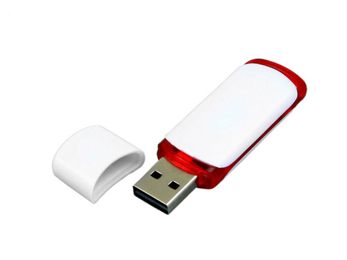 USB 2.0- флешка на 8 Гб с цветными вставками, белый/красный