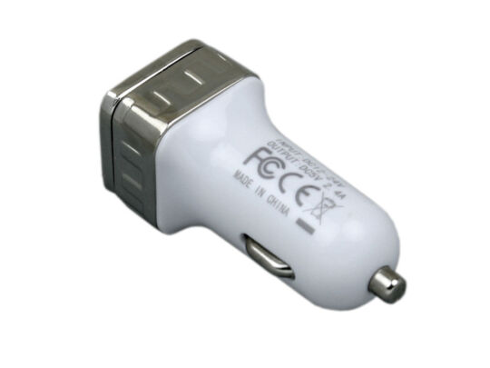 Квадратная автомобильная зарядка на 2 USB-порта, серебристый