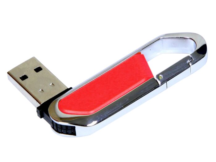 USB 2.0- флешка на 32 Гб в виде карабина, красный/серебристый