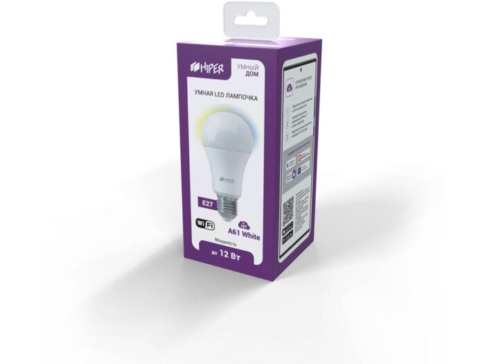 Умная LED лампочка IoT A61 White, белый