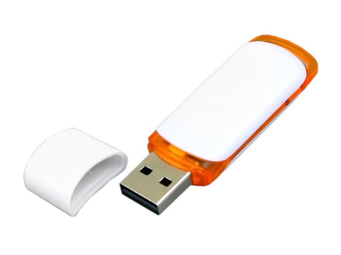 USB 3.0- флешка на 128 Гб с цветными вставками, белый/оранжевый