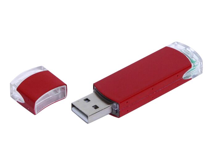 USB 2.0- флешка промо на 16 Гб прямоугольной классической формы, красный