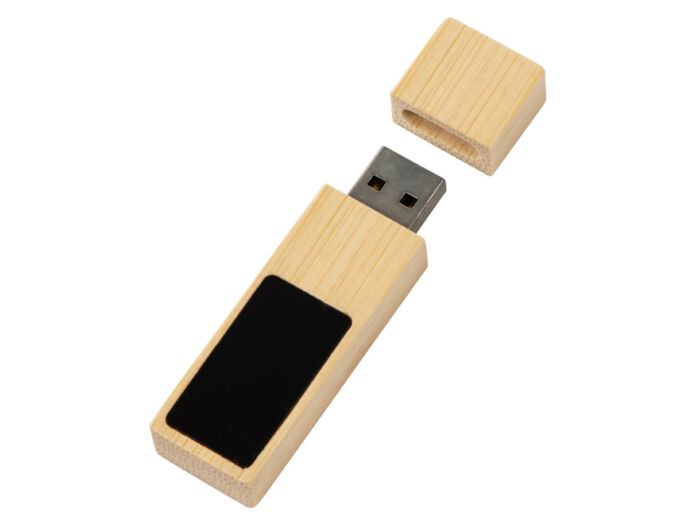 USB 2.0- флешка на 32 Гб c подсветкой логотипа Bamboo LED, натуральный