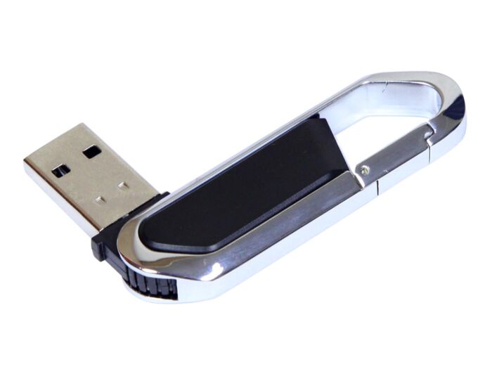 USB 2.0- флешка на 16 Гб в виде карабина, черный/серебристый