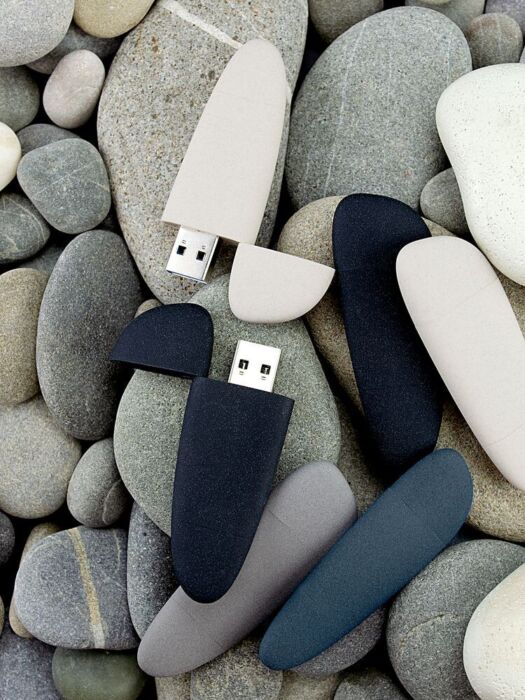 Флешка Pebble Type-C, USB 3.0, серо-синяя, 32 Гб